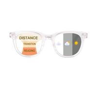 SKYWAY Progressive Multifocus Photochromic Reading Glasses Blue Light Blocking for Women Men,Transition Multifocal Readers with Spring Hinge UV Protection(Clear, 3.5)