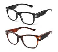 SKYWAY Reading Glasses with Lights, Bright LED Lighted Readers USB Rechargeable, Clear Vision Eyeglasses for Reading Small Prints, Labels, Prescription Bottles, Close Work(Black/Tortoise, 1.0X)