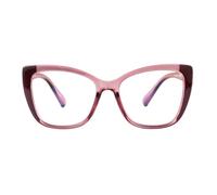 SKYWAY Women Reading Glasses, Fashion Oversized Blue Light Blocking Computer Readers for Women, Square Cat Eye Frame Ladies Glasses with Spring Hinge (Rose,3.0+)