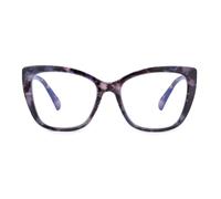 SKYWAY Womens Reading Glasses, Fashion Oversized Blue Light Blocking Computer Readers for Women, Square Cat Eye Frame Ladies Glasses with Spring Hinge (Purple Tortoise, +2.5)
