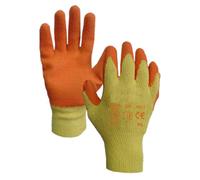 Skywear Latex Coated Work Gloves for Men Breathable Safety Gloves with Grip Ideal for Construction, Gardening, Assembly, Warehouse, Automotive, Landscaping Orange Rubber Palm, Size 9 - L, 24 Pairs