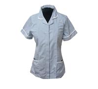 Skywear T66 Ladies Tunic Tops - Women's Healthcare & Beauty Tunics for Women UK | Work Uniforms for Office, Salon, Nurse & Spa - Multicolor Short Sleeve Tops, Navy White Stripes, 20