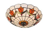 Skyweel 16 Inch Tiffany Style Ceiling Light Flush Mount Ceiling Light Flower Vintage Chandeliers Bedroom Pendant Lighting Fixtures E27 Bulbs (16 Inch Orange)