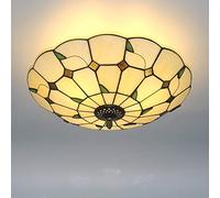 Skyweel 16 Inch Vintage Leaf Tiffany Style Ceiling Light Stained Glass Ceiling Lamp Flush Mount Ceiling Lighting Fixtures Lamps (40CM Leaf B)