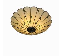 Skyweel 16 Inch Vintage Leaf Tiffany Style Ceiling Light Stained Glass Ceiling Lamp Flush Mount Ceiling Lighting Fixtures Lamps (40CM Leaf A)