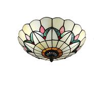 Skyweel Tiffany Style Stained Glass Ceiling Lamp - 16 Inch Flush Mount Lighting Fixture