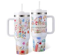 Skywerc Teacher Appreciation Gifts, 40 oz Teacher Tumbler with Handle, Tumbler Travel Coffee Mug Cup for Women, Best Thank You Gifts for Teacher's Day, Graduation, Back to School and Christmas