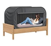 Skywin TidyFriend Twin Bed Tent, Pop-Up Privacy Canopy & Tent Beds for Kids and Adults - Cozy, Light Blocking, Breathable Pongee Fabric for Sleep, Play, or Study, Collapsible Design (Black)