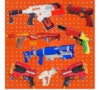 Skywin Wooden Peg Board for Nerf Gun Storage Organizer 13 x 13 x 0.31 Inches - Compatible with All Blasters Nerf Gun Rack Organizer for Wall Organization (Orange)