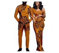 SkyWish African Print Dresses for Women Matching Couple Outfits Men Clothes Jacket and Pant Sets Party Wear, 649, XXXL