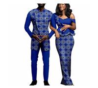 SkyWish African Print Dresses for Women Matching Couple Outfits Men Clothes Jacket and Pant Sets Party Wear, 746, S