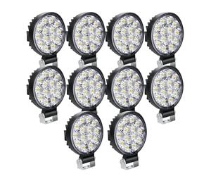 SKYWORLD 10 Pcs 3.2 inch 42W Round Mini Ultra Thin LED Work Light, Spot Light Pods 12V 24V Driving Lights Fog Lamp Waterproof for 4x4 Offroad Car Truck Tractor SUV ATV Excavator Boat, 6000K White