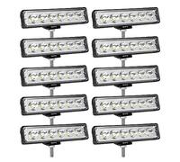 SKYWORLD 10 Pcs 6 inch 18W LED Spot Work Light Bar, Single Row LED Light Bar 12V 24V Mini Slim Offroad Driving Lights Fog Lamp Waterproof for 4x4 Car Truck Tractor SUV ATV Boat