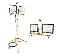 SKYWORLD 100W 10000LM Dual Head Tripod Stand LED Work Lights, Portable Job Site Light Led Floodlights Outdoor Indoor Worklight for Workshop, Garage, Construction, Basement, 5 Meter Power Cord