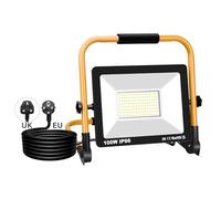 SKYWORLD 100W Portable Stand LED Work Light, 10000 Lumens Job Site Light, Plug in Folding Flood Light for Home Workshop Garage Garden Security Outdoor Lighting, IP66 Waterproof, 6000K Cold White