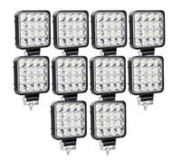 SKYWORLD 10Pcs 3.3 inch 48W Mini Ultr Thin LED Work Light, 12V 24V Square Spot Beam Led Pods Driving Lights Lamp for Car Off road Truck 4x4 SUV ATV 4WD Tractor Boat Excavator, 6000K White