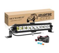 SKYWORLD 11 Inch Single Row Slim LED Light Bar with 12V Wiring Harness Kit