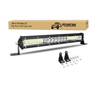 SKYWORLD 15 Inch 144W Slim LED Light Bar, 12V 24V Spot Flood Work Lights | 7D Tri Row Waterproof Roof Bumper Driving Fog Lamp for 4x4 Car Trucks Off Road SUV ATV UTV Boat, Flood Spot Beam, 6000K White