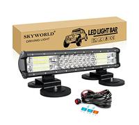 SKYWORLD 15 inch 216W Led Light Bar with 12V Wiring Harness Cable Kit, 2 Pcs Magnet Mounting Brackets Holder for Car Off Road Truck SUV ATV 4x4, Offroad Bar Lamp Driving Fog Lights, 6000K White
