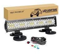 SKYWORLD 15 inch 300W Driving Led Light Bar with 12V Wiring Harness Cable Kit, 2 Pcs Magnetic Bracket Mounting Holder for Car Off Road Truck SUV ATV 4x4 Lightbar, Offroad Bar Lamp Driving Fog Lights