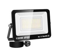 SKYWORLD 150W Hardwired+Plug LED Flood Light, IP66 Waterproof Bright White Security Lighting for Commercial/Residential Outdoor Spaces