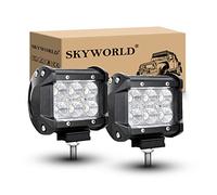 SKYWORLD 2 Pcs 4 inch 18W LED Work Light Bar, Flood Beam 12V 24V Driving Lights Fog Lamp Waterproof LED Pods for 4x4 Offroad Car Truck Tractor SUV ATV Excavator Boat, 6000K White