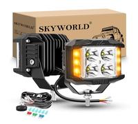 SKYWORLD 2 Pcs 4 Inch 35W Strobe LED Work Light Bar with 12V Harness Kit