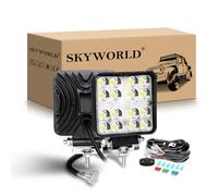 SKYWORLD 2 Pcs 4 inch 48W Amber White Led Work Lights with 12V Wiring Harness Kit, Spot Led Pods Driving Lights Fog Lights Lamp for Car Off road Truck 4x4 SUV ATV 4WD Tractor Boat Excavator