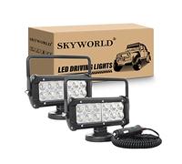 SKYWORLD 2 Pcs Portable Magnetic Base LED Work Light, 7 inch 36W Square Floodlights 12V 24V Off road Driving Fog Lights Lamp for 4x4 Car SUV ATV Truck Tractor Excavator, 6000K White Led Search Lights
