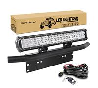 SKYWORLD 20 inch 126W LED Light Bar with License Plate Mounting Bracket and 12V Strobe Wiring Harness Kit, Waterproof Offroad Bar Lamp Driving Fog Lights for 4x4 Car Truck SUV Van Pickup