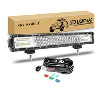 SKYWORLD 20 inch 288W Driving LED Light Bar with 12V Wiring Harness Kit, Offroad Bar Lamp Fog Lights Waterproof for 4x4 Car Trucks ATV SUV UTE Vehicle, Spot Flood Combo Beam, 6000K White