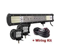 SKYWORLD 20 inch 510W LED Light Bar with 2 Pcs 4 inch 18W Flood Led Pods Light and 12V 1 Leads Wiring Harness Kit, Offroad Bar Lamp Driving Fog Lights for 4x4 Car Trucks ATV UTV SUV Vehicles