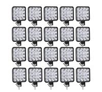 SKYWORLD 20 Pcs Square Mini LED Work Light, 4 Inch 48W Spot Beam 12V 24V | Ultra Thin LED Offroad Lights, Driving Fog Lamp Waterproof for 4x4 Car Trucks Tractor SUV ATV Excavator Boat, 6000K White