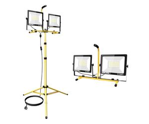 SKYWORLD 200W 20000LM Tripod Stand LED Work Lights, Twin Floodlight