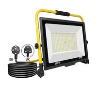 SKYWORLD 200W Portable Stand LED Work Light, 20000 Lumens Job Site Light, Plug in Folding Flood Light for Home Workshop Garage Garden Security Outdoor Lighting, IP66 Waterproof, 6000K Cold White
