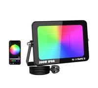 SKYWORLD 200W RGB Led Floodlight, Smart RGB Colour Changing Flood Lights with Plug, APP Remote Control, Dimmable Atmosphere Light for Garden Courtyard Landscap Party Stage Decoration IP66 Waterproof