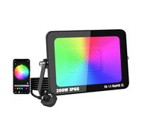 SKYWORLD 200W Smart LED RGB Spotlight, Remote Control & Bluetooth App Color-Changing Flood Light for Backyard, Garden, Garage (1-Pack)