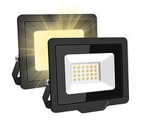 SKYWORLD 20W LED Flood Light Outdoor, 2000LM Work Light Daylight Warm White Security Lights 4000K Floodlights IP66 Waterproof for Garden Yard Lawn Playground Stadium 2 Pack
