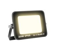 SKYWORLD 20W Outdoor LED Flood Light, 2000 Lumens Super Bright LED Floodlights, IP66 Waterproof Security Lights, 3000K Daylight Warm White for Garden Yard Backyard Garage Lawn Patio Warehouse
