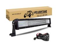 SKYWORLD 22 inch 270W Curved LED Light Bar with 12V Wiring Harness Cable Kit, Flood Spot Combo Beam Offroad LED Bar Driving Lights Fog Lamp Waterproof for 4x4 Car Off Road Trucks SUV UTE Vehicles
