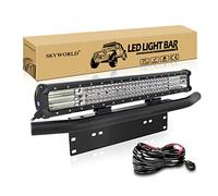 SKYWORLD 23 inch 570W LED Car Light Bar with 12V Wiring Harness Kit, Number License Plate Mount Bracket, Offroad Led Bar Driving Lights for 4x4 Trucks SUV Van Pickup, Flood Spot Combo Beam