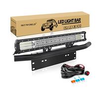 SKYWORLD 23 inch 570W LED Light Bar with Front License Plate Mounted Bracket and 12V Toggle Wiring Harness Kit, Offroad Led Bar Driving Lights for 4x4 Car Trucks SUV Van Pickup, Flood Spot Combo Beam