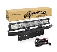 SKYWORLD 23 inch 570W LED Light Bar with Front License Plate Mounted Bracket and 12V Wiring Harness Kit, Offroad Led Bar Driving Lights for 4x4 Car Trucks SUV Van Pickup, Flood Spot Combo Beam