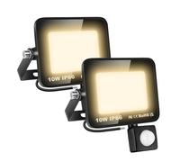 SKYWORLD 2Pcs Outdoor Security Light Motion Sensor, 10W 1000 Lumen LED Floodlights with PIR Sensor Outside Wall Light, 3000K Warm White Waterproof Lighting for Garden Garage Patio Backyard Rooftop
