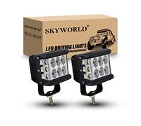 SKYWORLD 2Pcs Strobe Led Work Light, Dual Color Side Shooter 4 Inch 60W Spotlights Amber & White 12V 24V Off Road Driving Fog Lamp Waterproof for SUV ATV UTV Truck Tractor Car 4x4 Boat