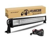 SKYWORLD 32 inch 405W Curved LED Light Bar with 12V Wiring Harness Cable Kit, Flood Spot Combo Beam Offroad LED Bar Driving Lights Fog Lamp Waterproof for 4x4 Car Off Road Trucks SUV UTE Vehicles