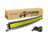 SKYWORLD 32 inch 405W LED Light Bar, Curved Triple Row 7D Yellow Amber Flood Spot Combo Beam Off Road Work Driving Fog Lights with Wiring Kit for Polaris RZR Car ATV UTV SUV Truck Boat
