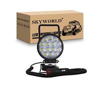 SKYWORLD 4 inch 42W Magnetic LED Work Light Bar, Cigarette Lighter Powered, Portable Off Road Driving Lights Fog Lamps Flood for Truck 4x4 Car Trailer Tractor Engineering Garage Camp