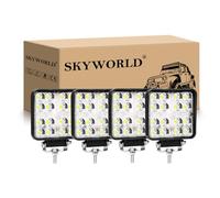 SKYWORLD 4 Pcs 4 inch 48W Amber White Led Work Lights, 12V 24V Square Spot Led Pods Driving Lights Fog Lights Lamp for Car Off road Truck 4x4 SUV ATV 4WD Tractor Boat Excavator