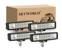 SKYWORLD 4 Pcs Slim Mini LED Work Light Bar, 6 Inch 24W Spot Flood Beam